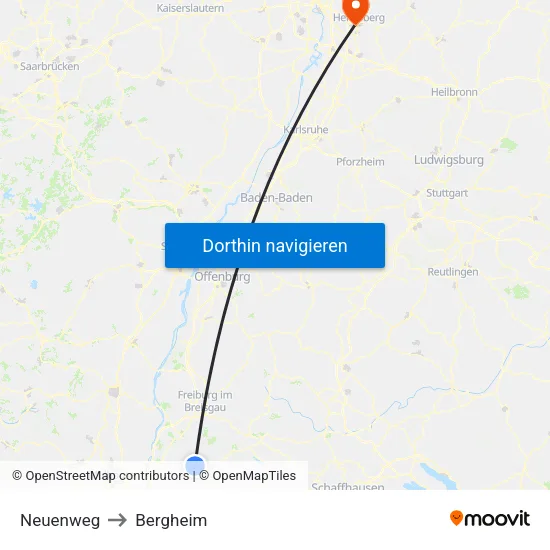 Neuenweg to Bergheim map