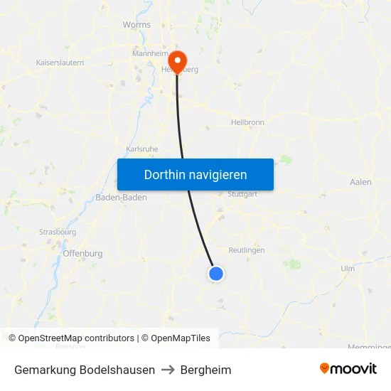 Gemarkung Bodelshausen to Bergheim map
