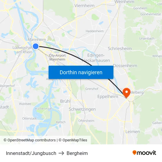 Innenstadt/Jungbusch to Bergheim map