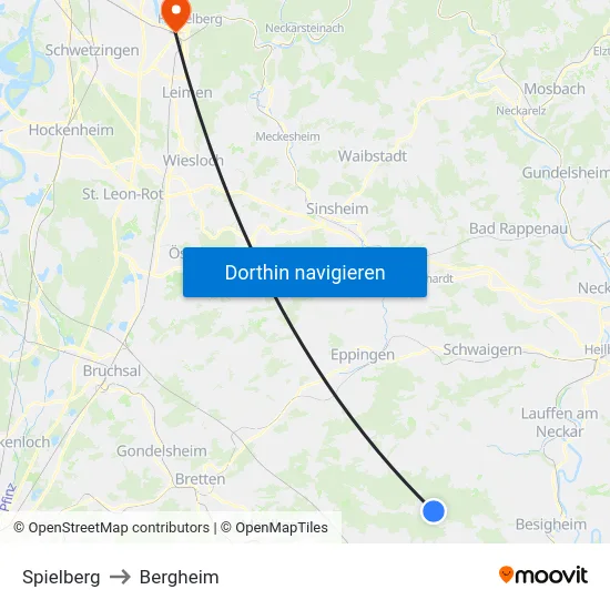 Spielberg to Bergheim map