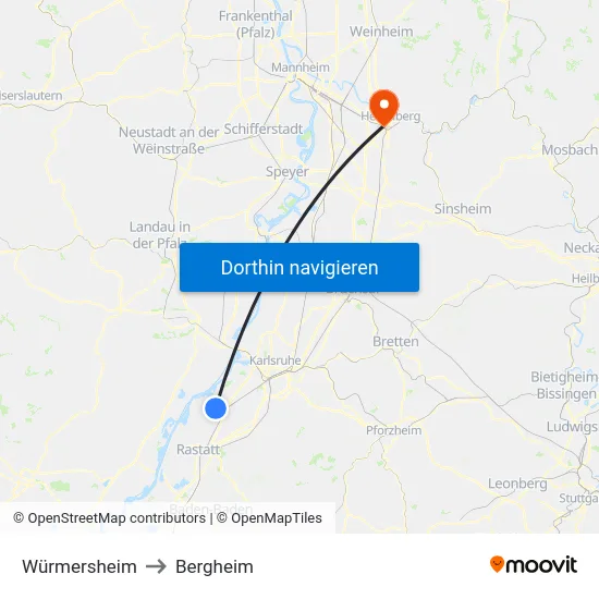 Würmersheim to Bergheim map