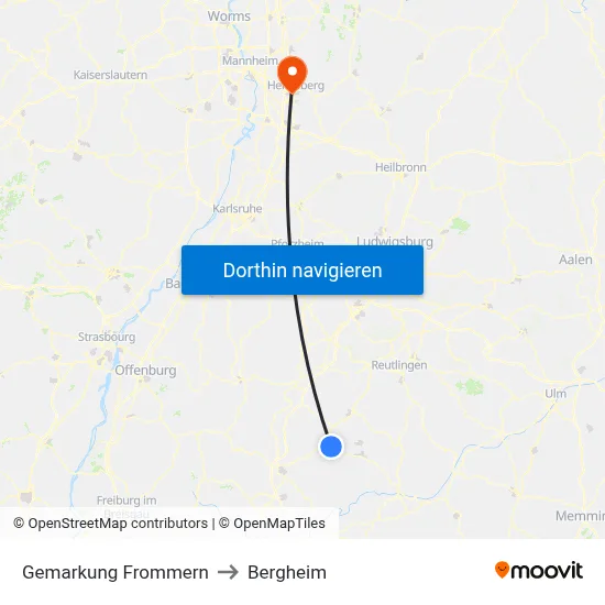 Gemarkung Frommern to Bergheim map