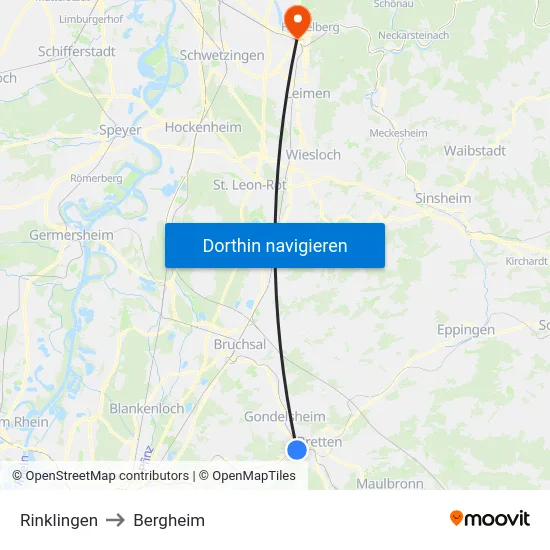 Rinklingen to Bergheim map