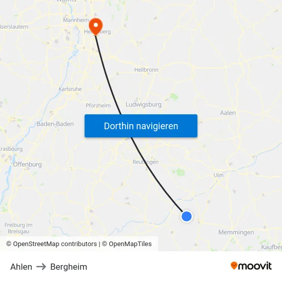 Ahlen to Bergheim map