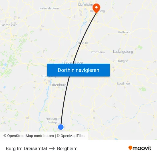 Burg Im Dreisamtal to Bergheim map