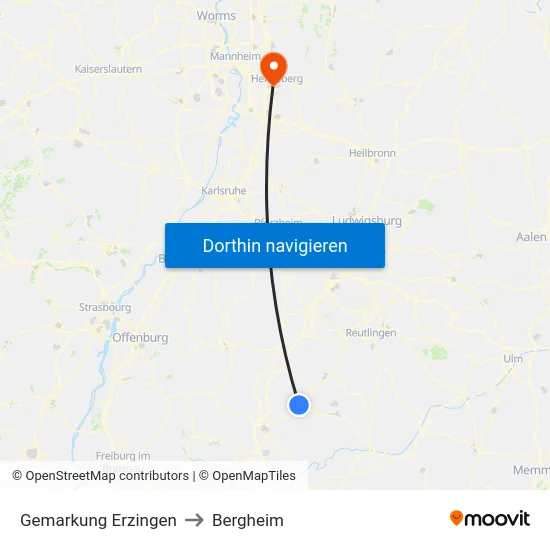 Gemarkung Erzingen to Bergheim map