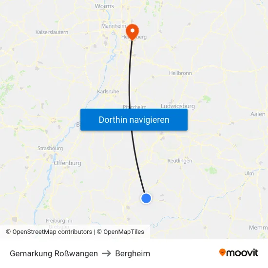 Gemarkung Roßwangen to Bergheim map