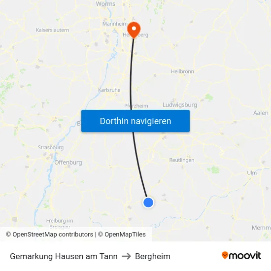 Gemarkung Hausen am Tann to Bergheim map