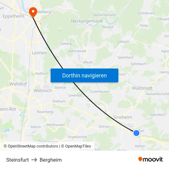 Steinsfurt to Bergheim map