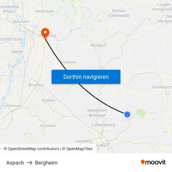 Aspach to Bergheim map