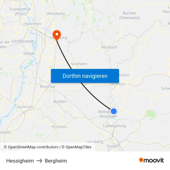 Hessigheim to Bergheim map