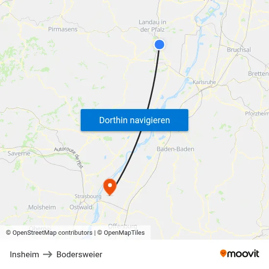 Insheim to Bodersweier map