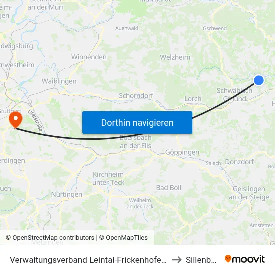 Verwaltungsverband Leintal-Frickenhofer Höhe to Sillenbuch map