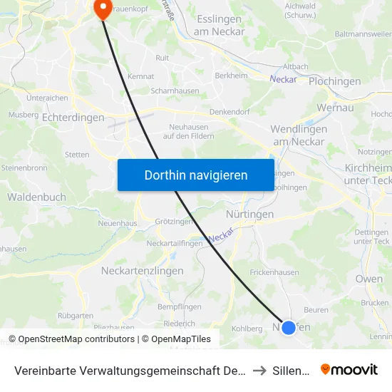 Vereinbarte Verwaltungsgemeinschaft Der Stadt Neuffen to Sillenbuch map