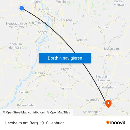 Herxheim am Berg to Sillenbuch map