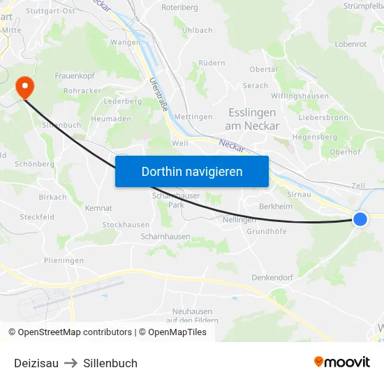 Deizisau to Sillenbuch map