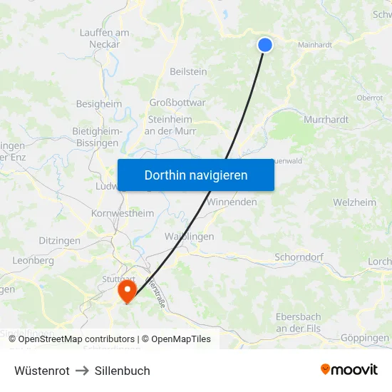 Wüstenrot to Sillenbuch map