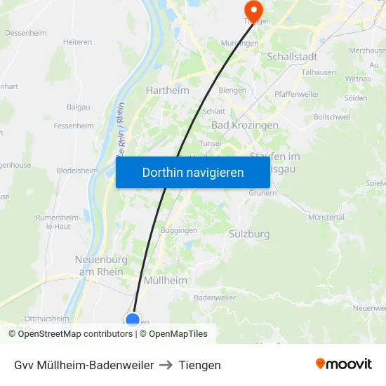 Gvv Müllheim-Badenweiler to Tiengen map