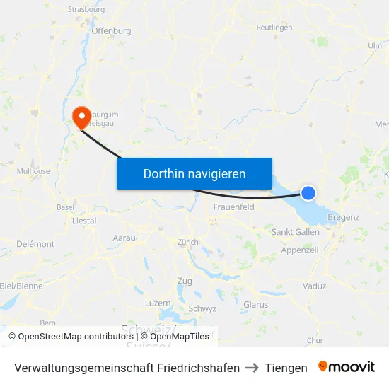 Verwaltungsgemeinschaft Friedrichshafen to Tiengen map