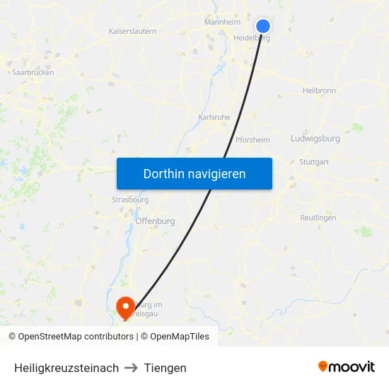Heiligkreuzsteinach to Tiengen map
