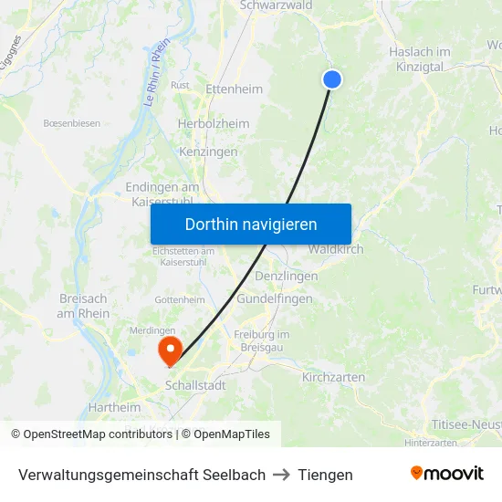 Verwaltungsgemeinschaft Seelbach to Tiengen map