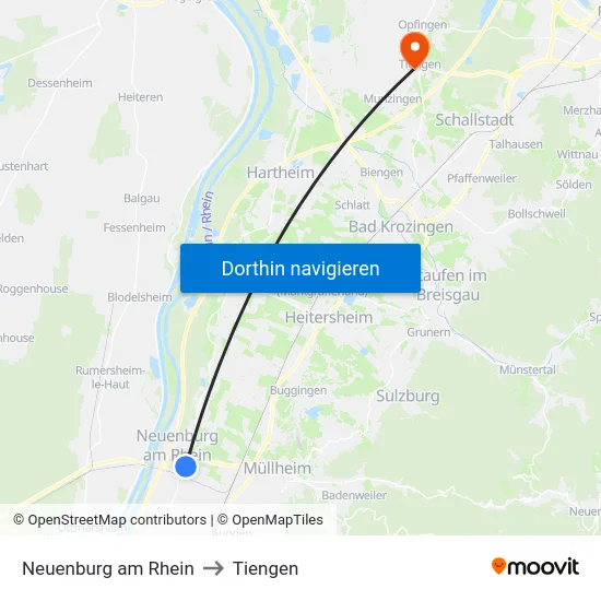 Neuenburg am Rhein to Tiengen map