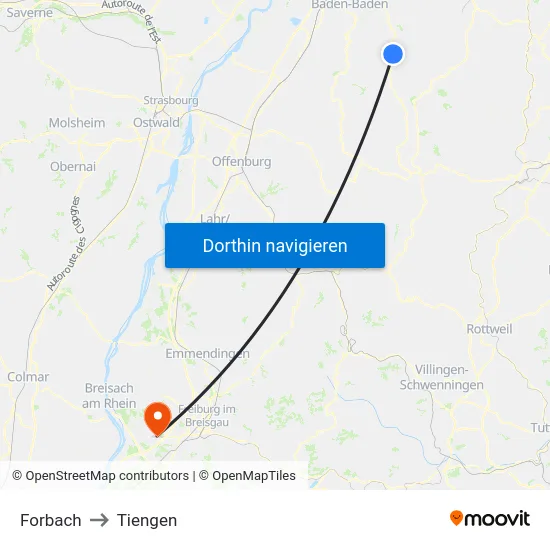 Forbach to Tiengen map