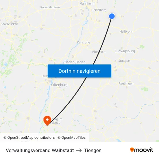 Verwaltungsverband Waibstadt to Tiengen map