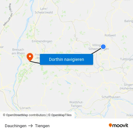 Dauchingen to Tiengen map