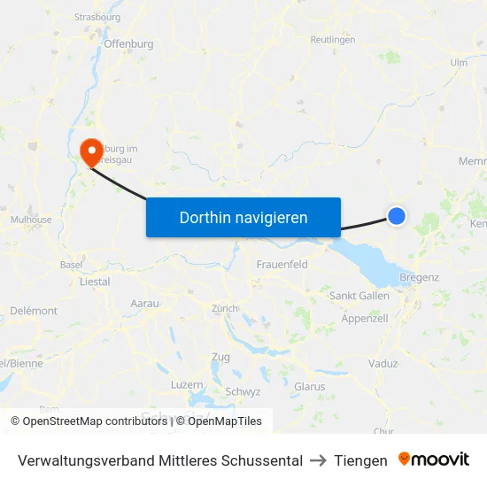Verwaltungsverband Mittleres Schussental to Tiengen map