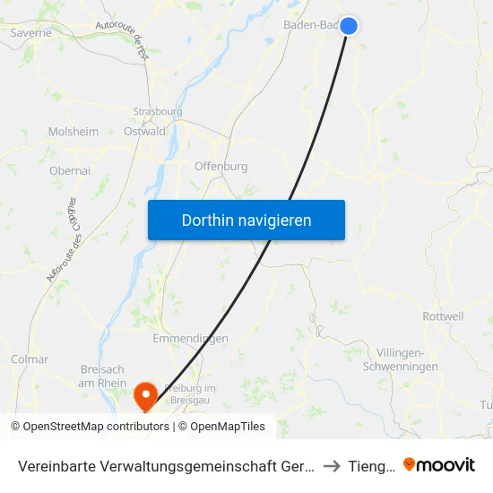 Vereinbarte Verwaltungsgemeinschaft Gernsbach to Tiengen map