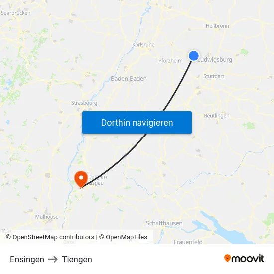 Ensingen to Tiengen map