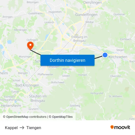 Kappel to Tiengen map