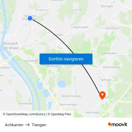 Achkarren to Tiengen map