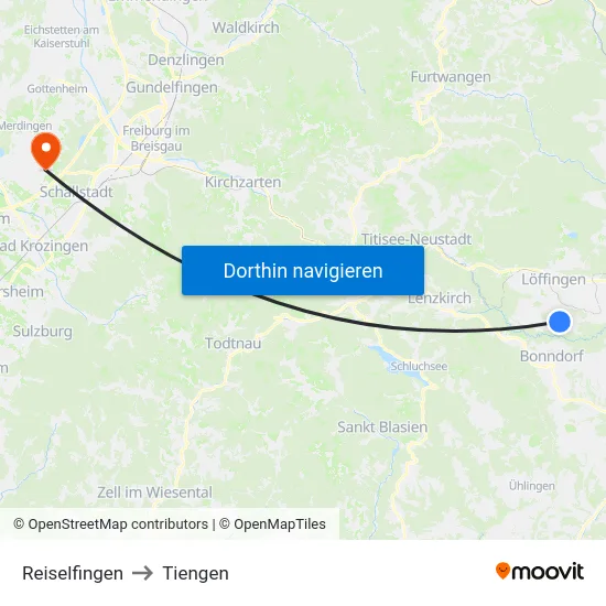 Reiselfingen to Tiengen map