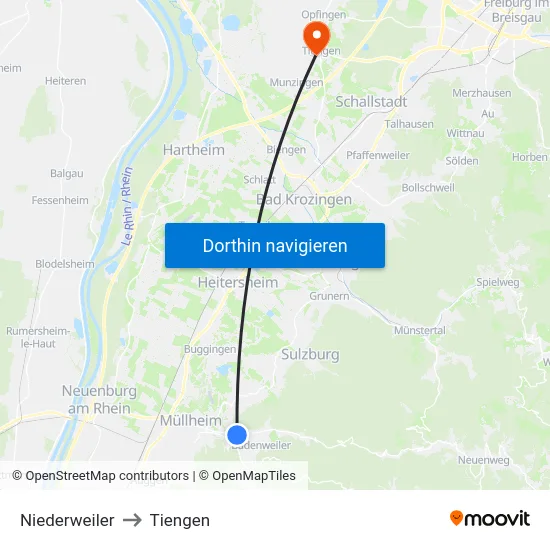 Niederweiler to Tiengen map
