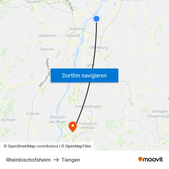Rheinbischofsheim to Tiengen map