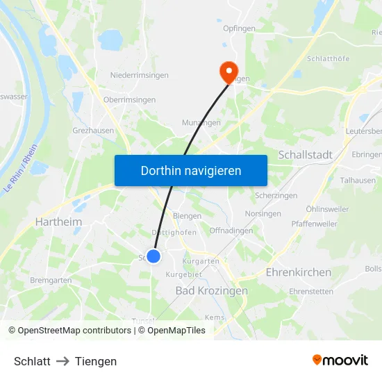Schlatt to Tiengen map