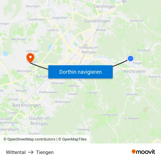 Wittental to Tiengen map