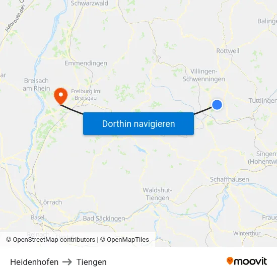 Heidenhofen to Tiengen map