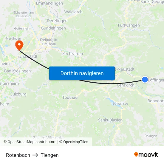 Rötenbach to Tiengen map