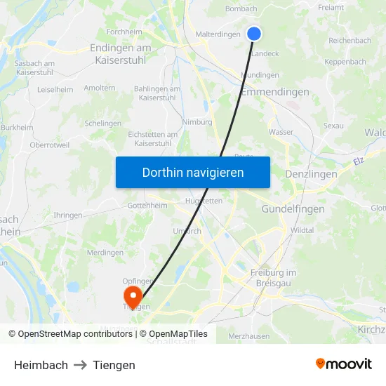 Heimbach to Tiengen map