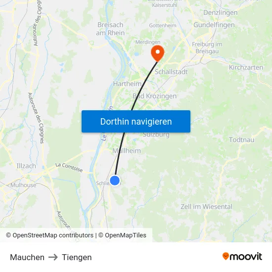 Mauchen to Tiengen map