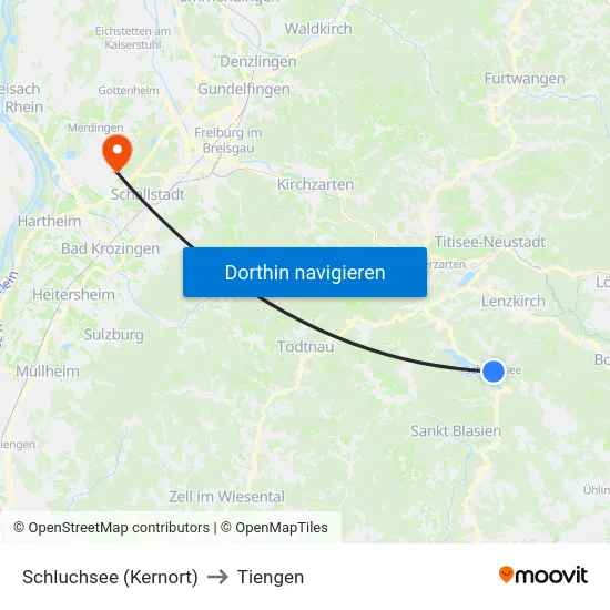 Schluchsee (Kernort) to Tiengen map