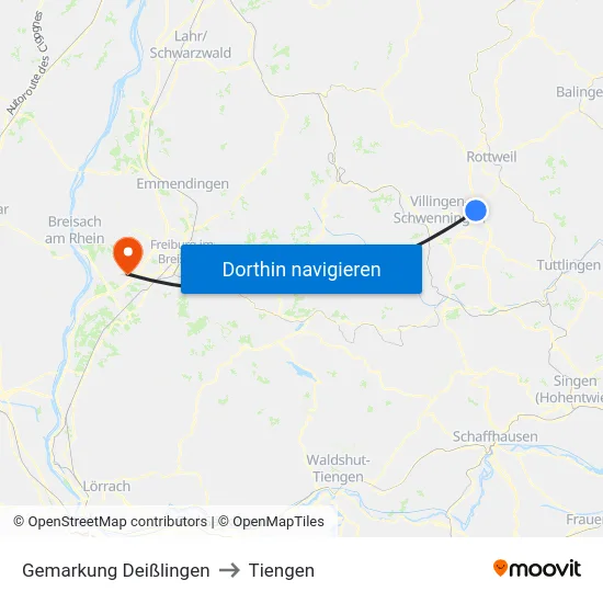 Gemarkung Deißlingen to Tiengen map