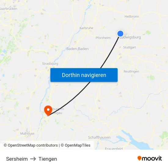 Sersheim to Tiengen map
