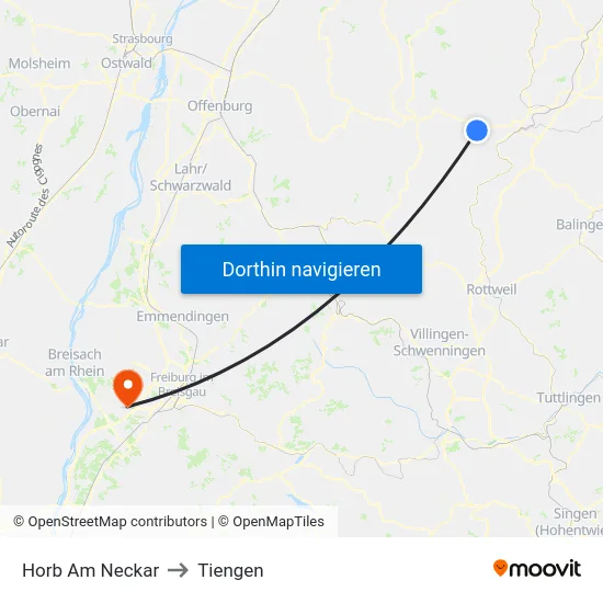 Horb Am Neckar to Tiengen map