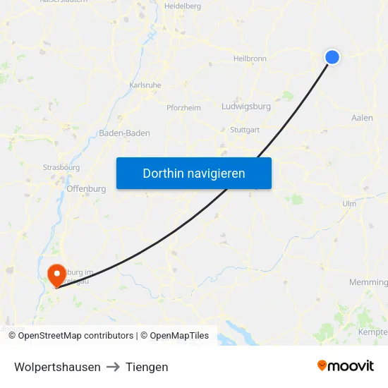 Wolpertshausen to Tiengen map
