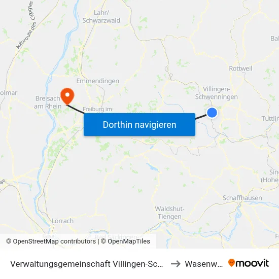 Verwaltungsgemeinschaft Villingen-Schwenningen to Wasenweiler map