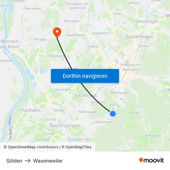 Sölden to Wasenweiler map